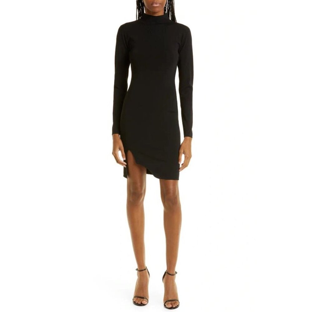 Mother of All NEW NWT Helen Knit dress Black Ribbed Long Sleeve Mock Neck Medium